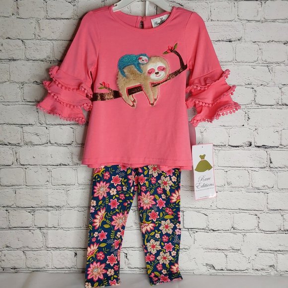 'RARE EDITIONS' TOP & PANTS SLOTH OUTFIT SET - Picture 2 of 16